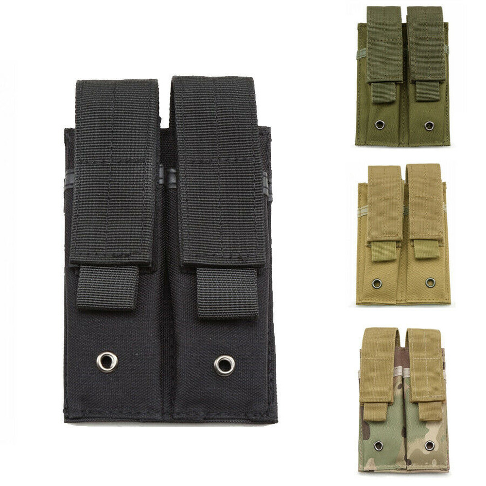 Tactical Molle Pistol Pouch Double Magazine Pouch Holder Airsoft Gun Mag Bag-image