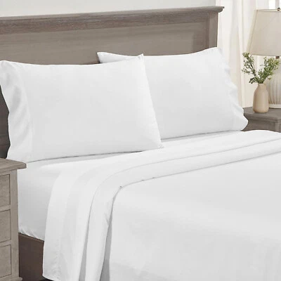 Egyptian Cotton 40cm Fitted Sheet or Flat Sheet Single Double King Super King