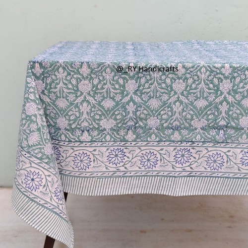 Hand block print floral cotton table cover Gift For New Home Custom Table linen - Picture 7 of 8