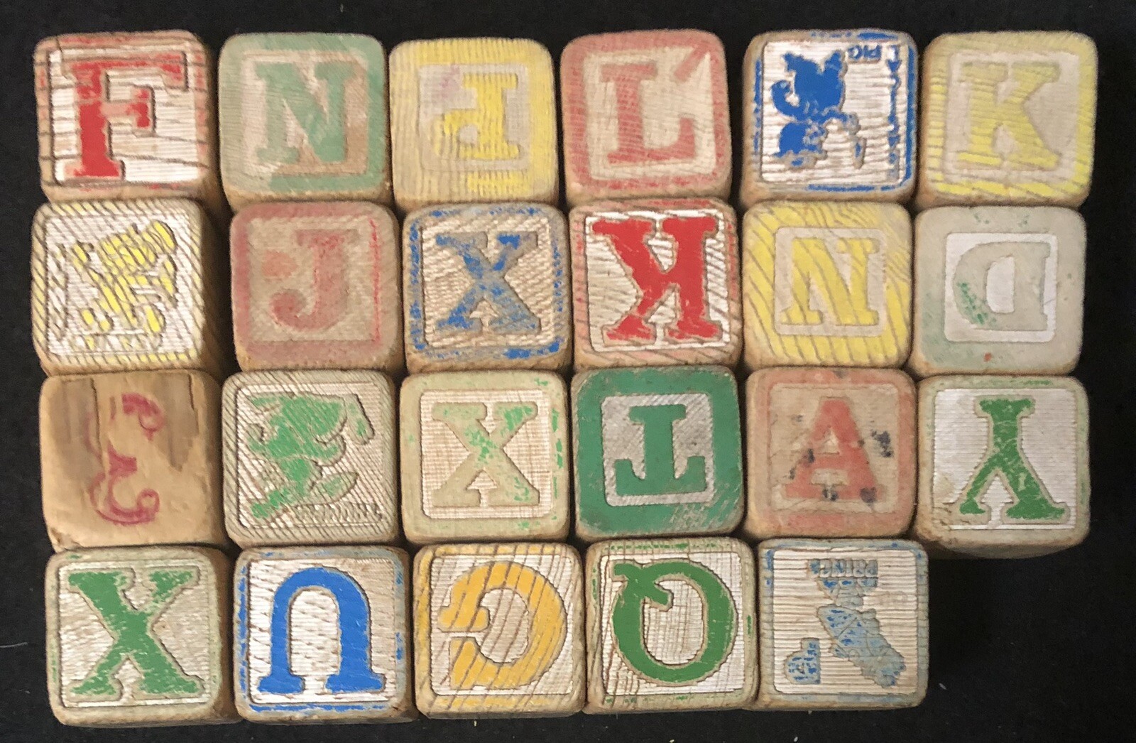 23 Antique Wooden Child’s Alphabet Blocks Movie Prop eBay