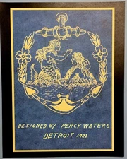 1923 antique percy waters detroit blue mermaid anchor tattoo flash 8x10 print