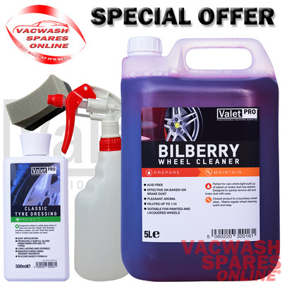 VALETPRO HEIDELBEER FELGENREINIGER 5 LITER & HOCHGLANZ CLASSIC REIFENVERBAND 500ML