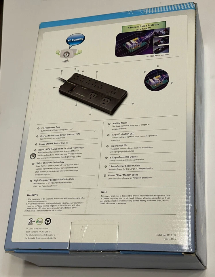 SurgExpert Power Surge Block 1080 Joules 25ft cord (112 0178) *NEW* - Image 3 of 4