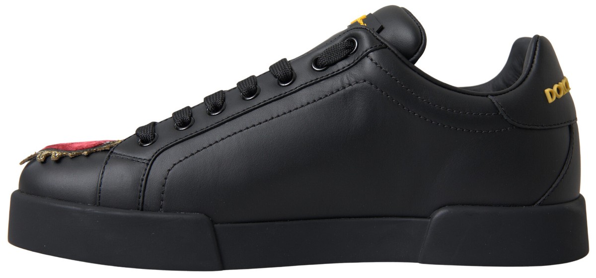 DOLCE & GABBANA Shoes Sneakers Black Leather Portofino