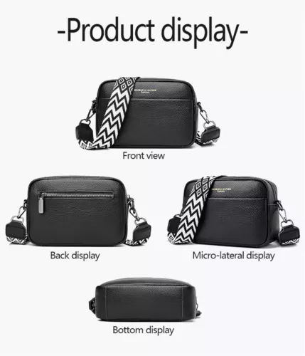Crossbody Bag Damen Leder Breiter Gurt Handtasche Umhängetasche Taschen Satchel - Bild 7 von 17