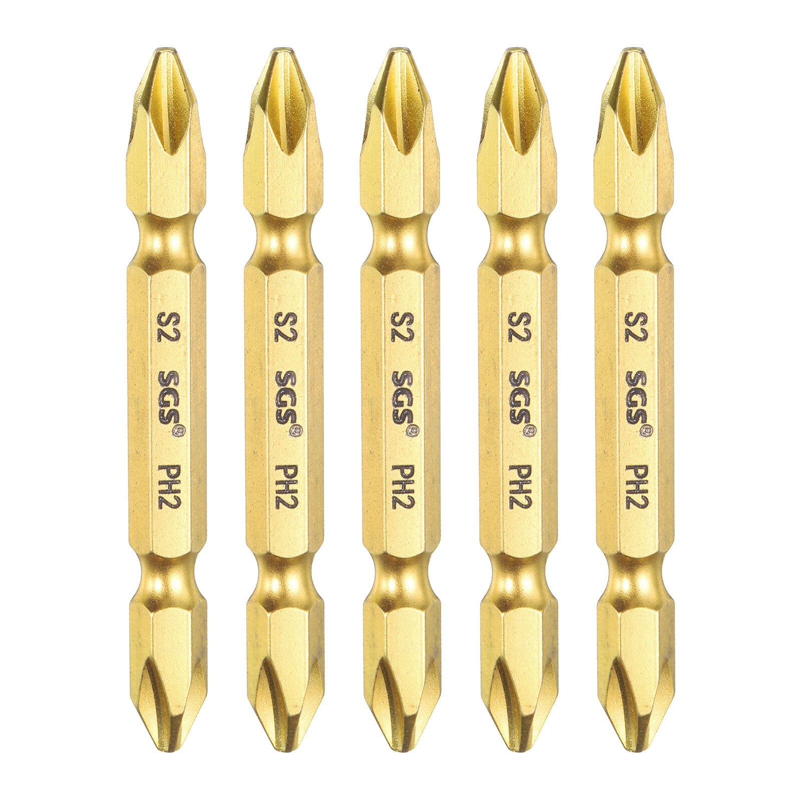5pcs PH2 Gold Magnetic Double-End Phillips Screwdriver Bits 2.56in-image