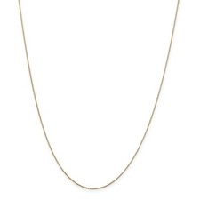 14k Yellow Gold .6mm Solid Diamond-Cut Cable Link Chain Necklace 14 Inch