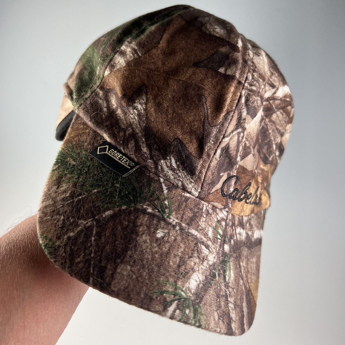 Cabelas Gore-Tex Fleece Lined Stretch Trapper Cap Camo Ear Flaps 