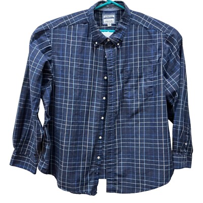 4xl Haggar Shirt Mens Blue Plaid Thin Flannel Long Sleeve Button Up Tattersall