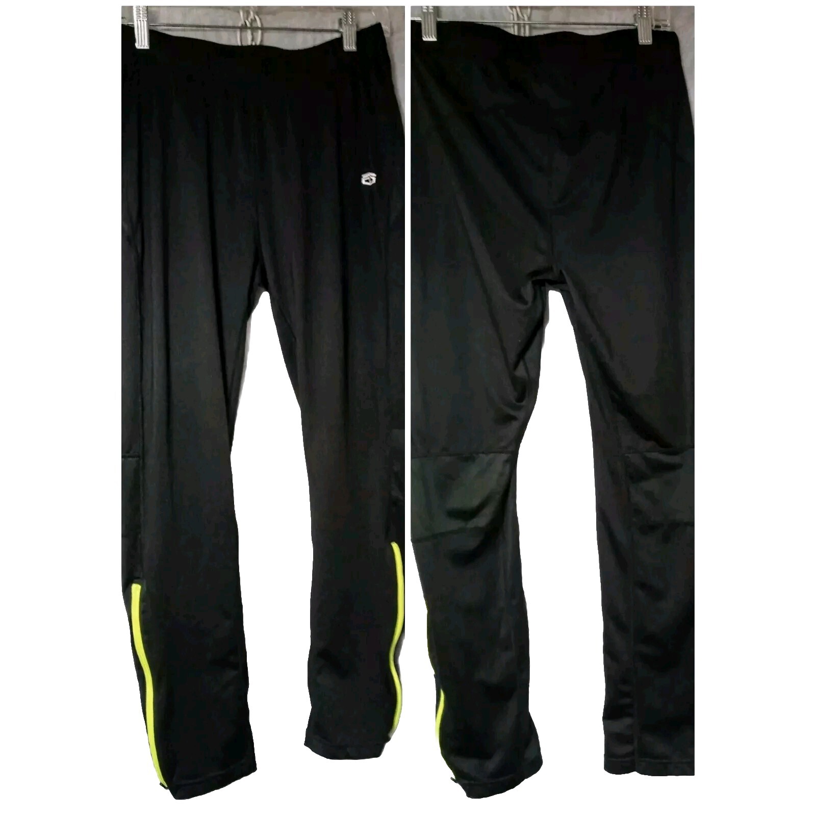 Tapout Mens Large Black Neon Yellow Zip Ankle Training Sweatpants-image