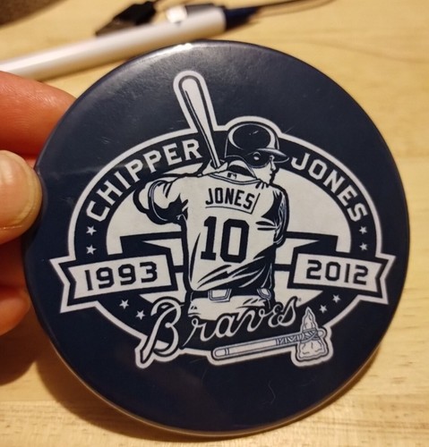 Atlanta Braves Chipper Jones 1993-2012 Pin-back Button 3" - Picture 2 of 3
