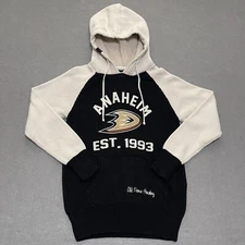 Anaheim Ducks Sweater Women XL Beige Black Colorblock Old Time Hockey NHL Hoodie
