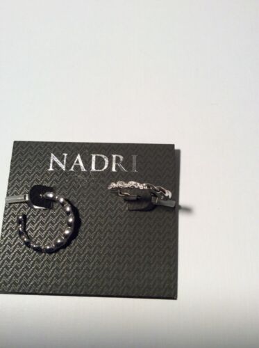 Nadri Silver Tone Pave Hoops $45 #111 - Picture 2 of 3