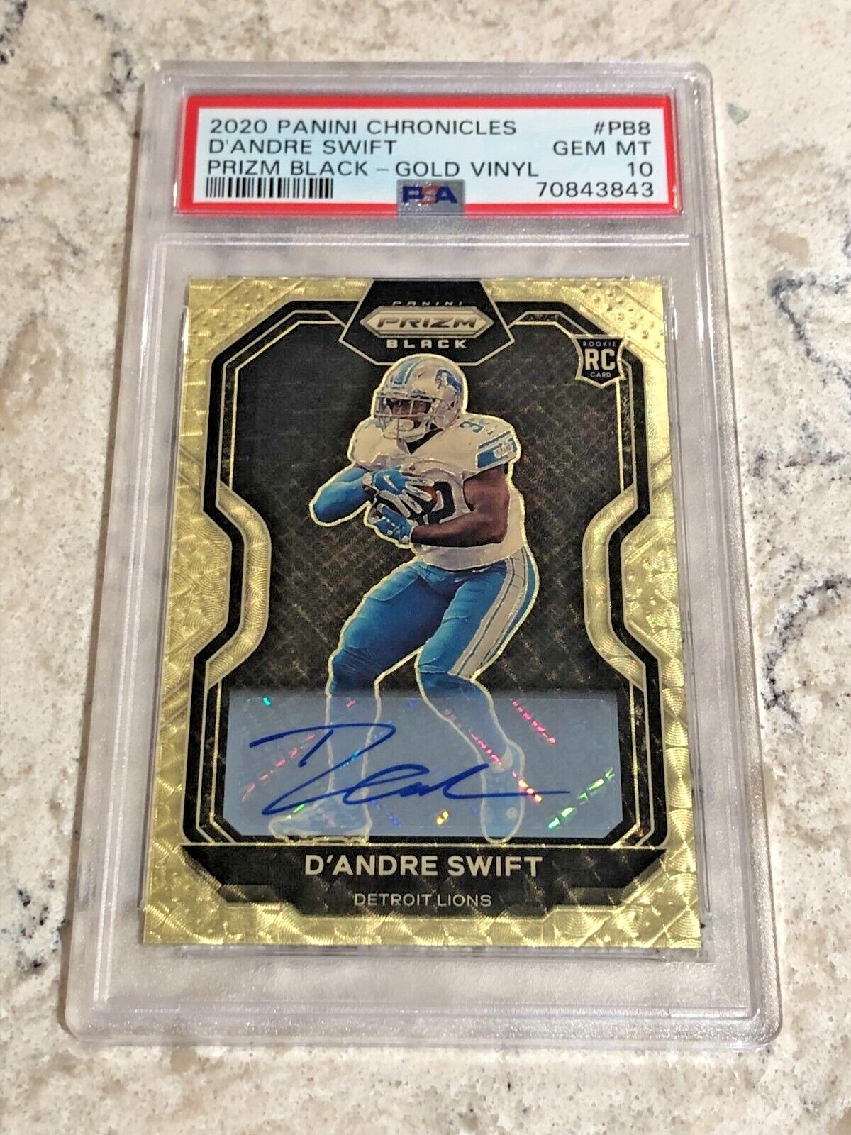 D'Andre Swift Panini Chronicles Prizm Black #PB8 Gold Vinyl
