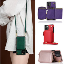 Crossbody Shoulder Strap Bag Zipper Wallet Leather Case Card Stand Holder Cover