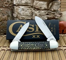 Case XX USA Golden PINE CONE Amber Colorwash CA81802 Canoe Pocket Knife