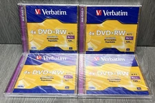 Verbatim Blank DVD RW 4x 120 min. 4.7GB Rewritable DVD Disc - Lot of 4
