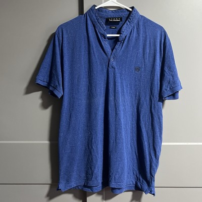 Sport The Kooples Men Short Sleeve Fitted Polo T-Shirt Blue XL 100% Cotton