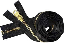 Extra Heavy Duty Jacket Zipper 10 Brass Metal Teeth Separating 28 Black USA
