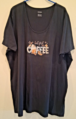 KLEIDUNG: Schwarzes Shirt  GR. 52/ 54 mit Coffee - Motiv