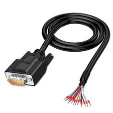 6.56 Ft 24AWG VGA Male RS232 15Pin Serial Extension Cable DB15 Bare Wire