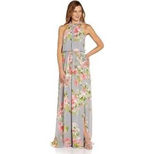 Adrianna Papell Floral Halter Maxi Dress 14 Garden Party Wedding Guest