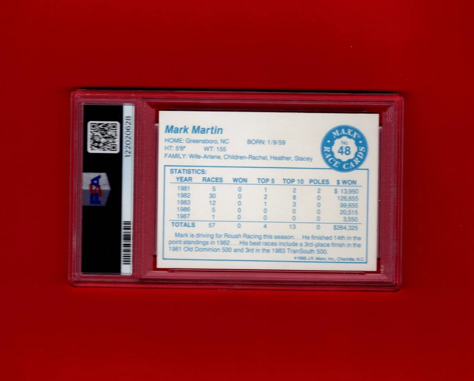 1988 Maxx (Char) #48 Mark Martin PSA 8 $$$$ - Image 2 of 2