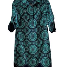 The Limited Tunic Dress Women’s XS Teal & Navy Blue Medallion Pattern EUC