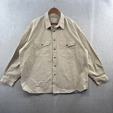 Filson Field Jac Shirt Mens 2XL Beige Canvas Long Sleeve Shacket Pockets Heavy