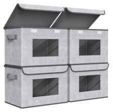 Fabric Foldable Storage Boxes 4-Pack Large Collapsible Stackable Storage Bins
