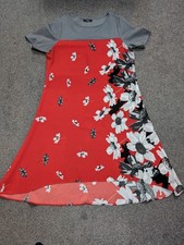 Twiggy Dress - M&S - Red Floral Design - Short Sleeve - Women's UK 16