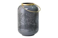 Kerzenhalter FüR Stumpenkerzen H: 30 Cm Handarbeit Eisen Grau Gold KerzenstäNder
