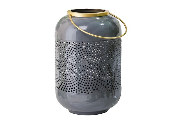 Kerzenhalter FüR Stumpenkerzen H: 30 Cm Handarbeit Eisen Grau Gold KerzenstäNder-image