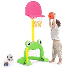 3-in-1 Kids Basketball Hoop Set Stand Adjustable Sports Activity Center w/ Balls