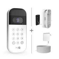 Myq Smart Video Garage Door Keypad with Wired Power Adapter Kit and Swivel Mount