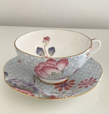Wegdwood  Cuckoo , Teetasse/Untertasse, blau, Bone China, Blumen- /Vogeldekor