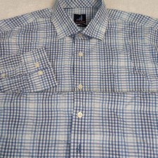 NEW Johnnie-O Performance Fabric Lure Wake Blue Plaid Sport Shirt NYLON 128