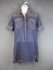 Isabel Marant Etoile Shirt Womens 36 Blue Boho Print Tunic Top Cotton Dress
