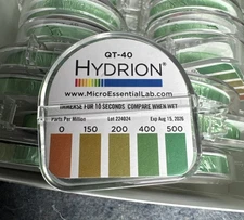 QT-40 Hydrion QUAT Quaternary (20) SANITIZER Solution Test Tape Paper 0-500ppm