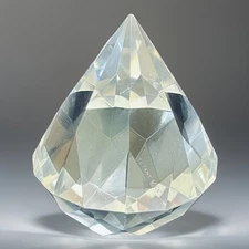 Tiffany & Co Crystal Diamond Paperweight 4” Clear Signed Vintage Desk Decor READ