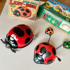 Showa Retro Tin Toy Ladybug 2 Piece Set