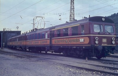 org Dia DB ET55 455 404-4 Altbau Triebwagen im Bw Esslingen 27.08.1971 (231119