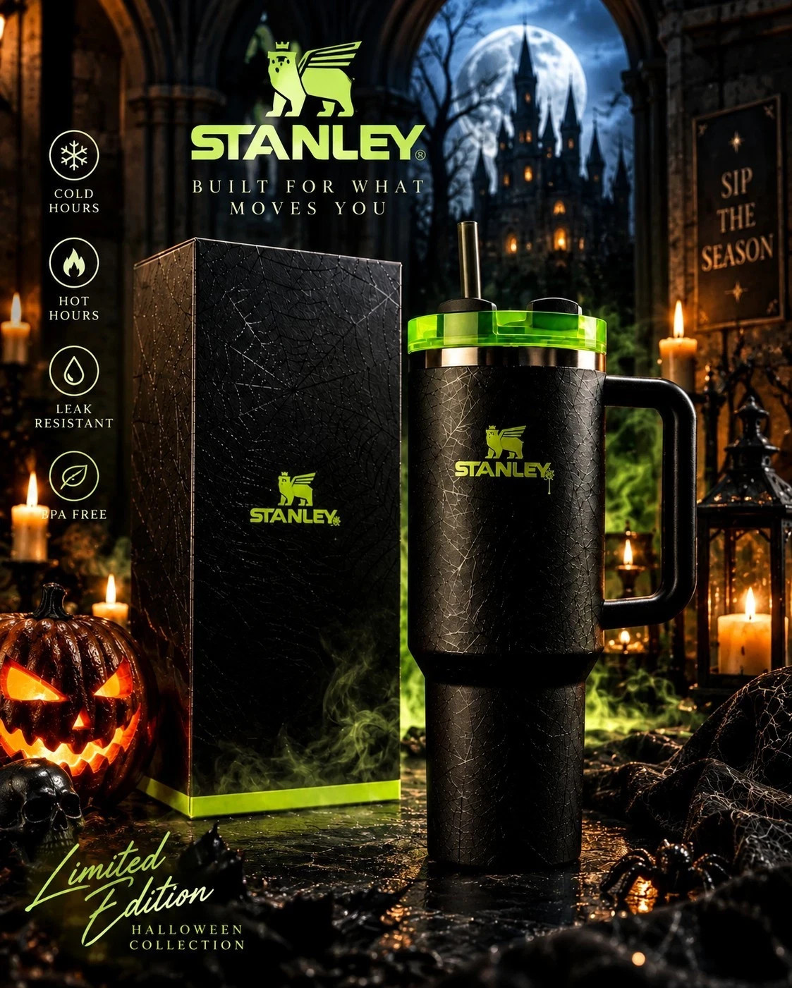 Stanley Halloween Web Glow H2.0 40oz Tumbler Limited Edition- New Fast Shipping