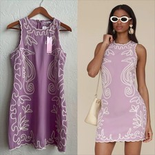 NWT Avec Les Filles Lavender Embroidered Shift Dress Size 14  Anthropologie