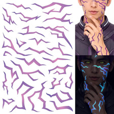 UV Glow Pattern Temporary Tattoos  3 Sheets Purple Demon Energy Pattern  Black