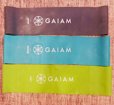Gaiam Resistance Band Set of 3 Light/Medium/Heavy Purple Blue Green
