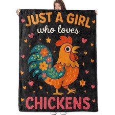 Funny Chicken Blanket, Flannel Throw Blanket Soft Cozy Lightweight Blankets f...