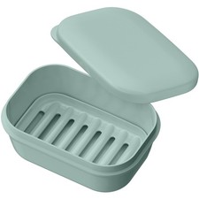 Leakproof Soap Dish with Lid Draining Layer, Shatterproof Travel Bar Soap Hold