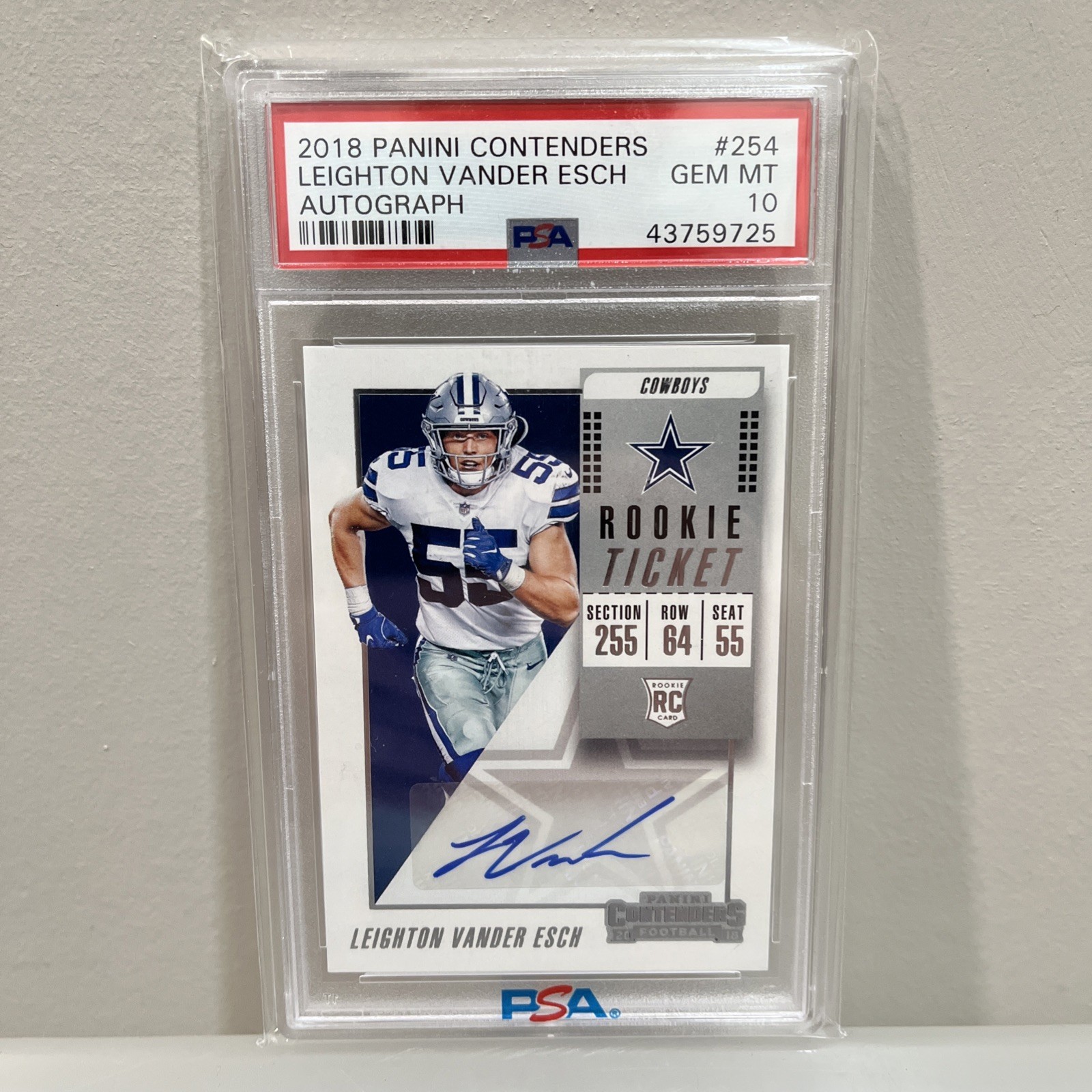2018 Panini Contenders - Rookie Ticket Leighton Vander Esch #254 RC AUTO PSA 10