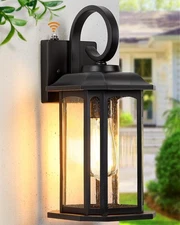 16.8'' Large Dusk to Dawn Outdoor Wall Lights, Black Exterior Lighting Fixtur...